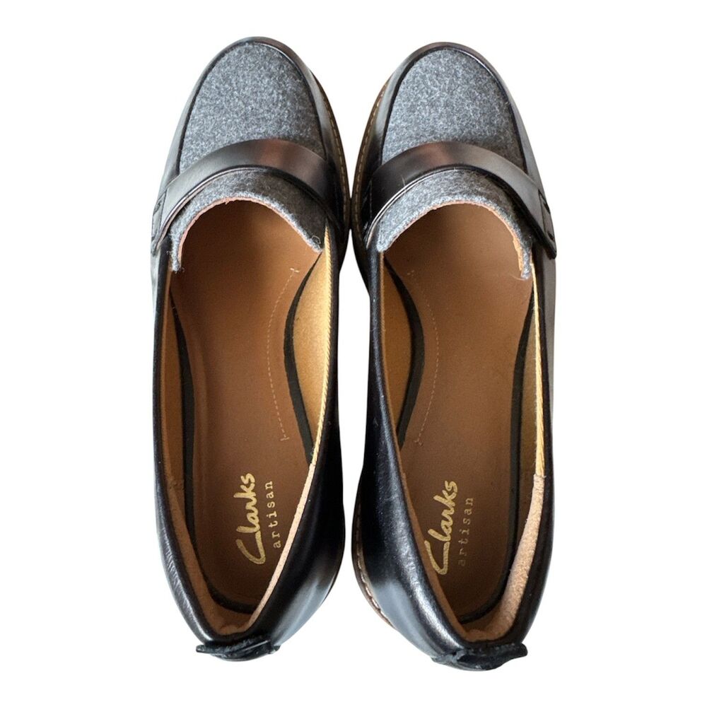 Clarks Artisan Glick Avalee Slip On Loafers Flats Size 8M Gray Black Business - Picture 2 of 7